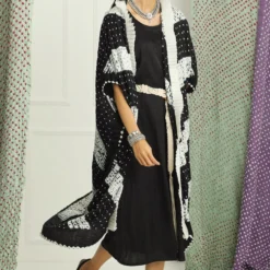 Twenty Nine Black Shift Dress With Shibori Bandhani Cape -Cheap Drapvera Store 254tn29 3