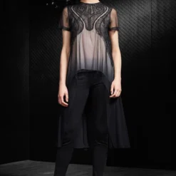 Rohit Gandhi + Rahul Khanna Black Ombre High Low Top