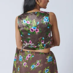 Nadiya Paar Woody Brown Floral Blouse -Cheap Drapvera Store 2623np14 4