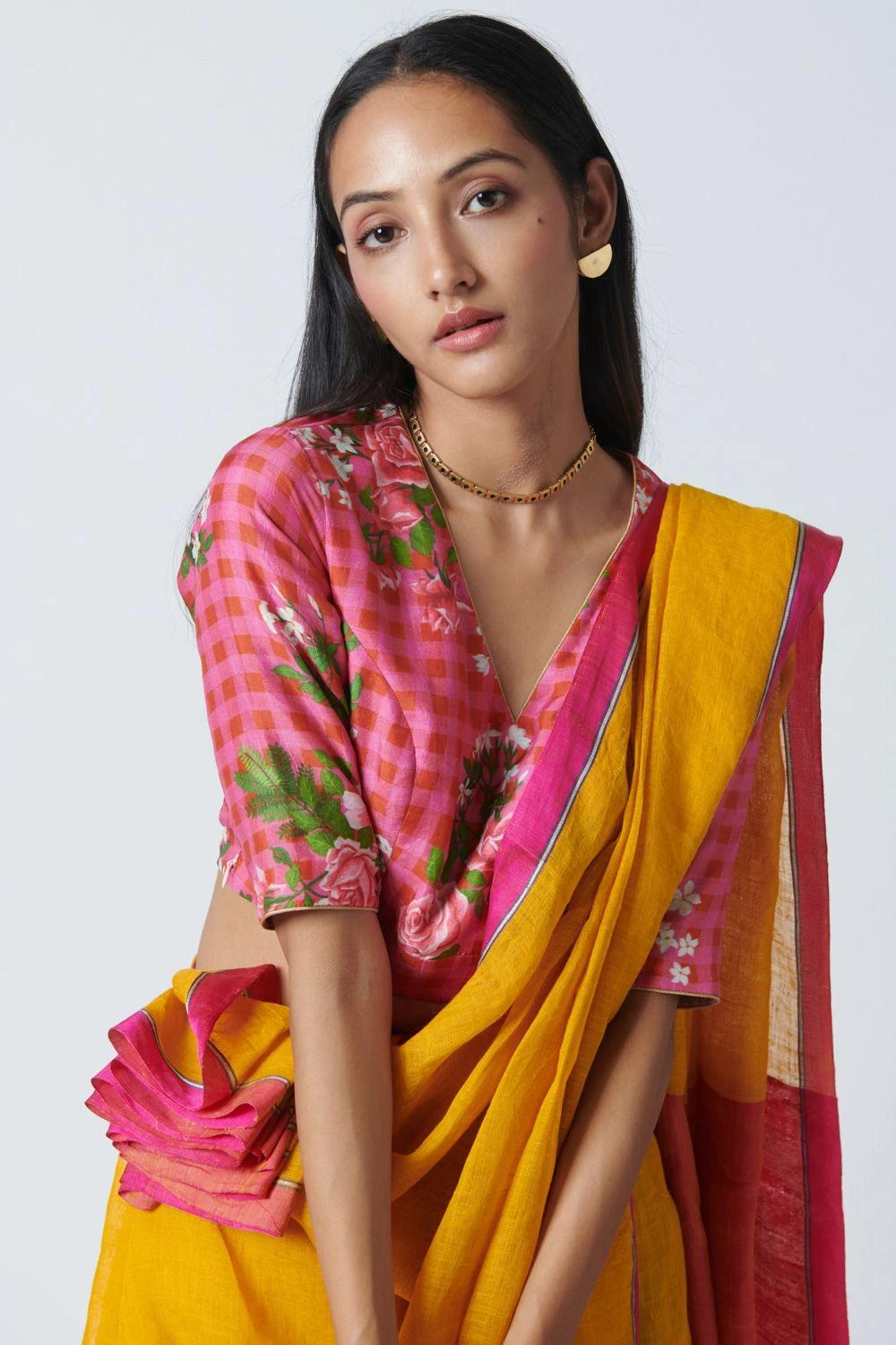 Nadiya Paar Pink Floral Blouse 2 Nadiya Paar Pink Floral Blouse - Image 2