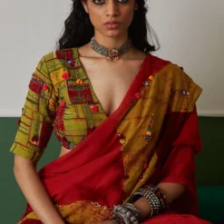 Medha Green Hand Embroidered Backless Blouse