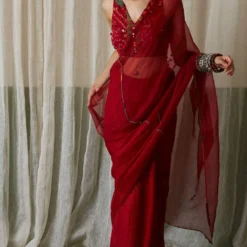 Medha Red Bandhani & Mirrorwork Blouse -Cheap Drapvera Store 268med4 3