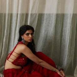 Medha Red Bandhani & Mirrorwork Blouse -Cheap Drapvera Store 268med4 4