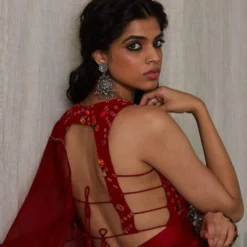 Medha Red Bandhani & Mirrorwork Blouse -Cheap Drapvera Store 268med4 5