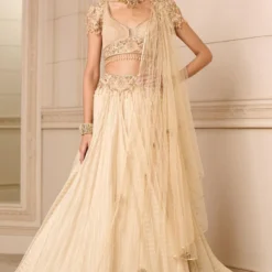 Tarun Tahiliani Ivory & Gold Kalidar Lehenga Set