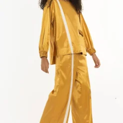 Three Mustard High Waisted Broad Bottoms