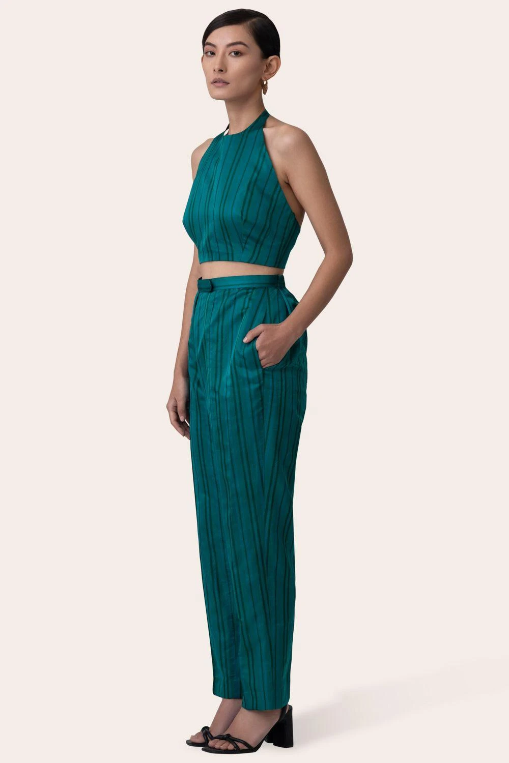 November Noon Bougainvillea Teal Trousers 2 November Noon Bougainvillea Teal Trousers - Image 2