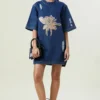 Kanika Goyal Label Dark Blue Applique Denim Dress