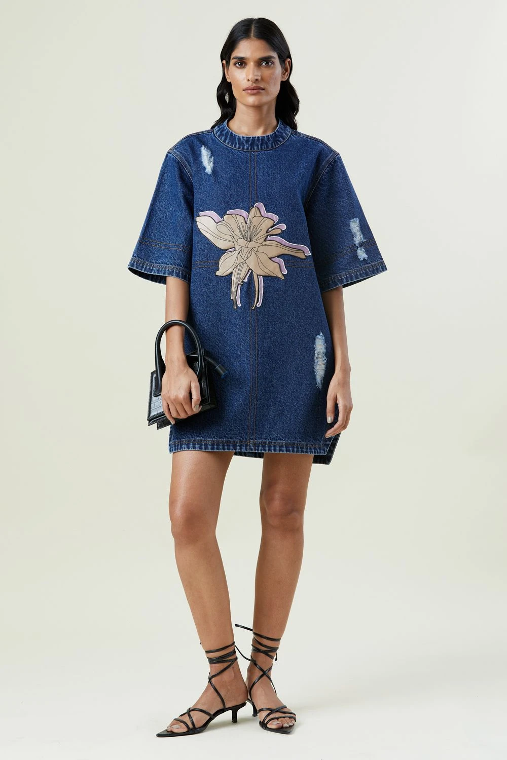 Kanika Goyal Label Dark Blue Applique Denim Dress 1 Kanika Goyal Label Dark Blue Applique Denim Dress