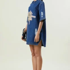 Kanika Goyal Label Dark Blue Applique Denim Dress 6 Kanika Goyal Label Dark Blue Applique Denim Dress -Cheap Drapvera Store 281123kgl1 3