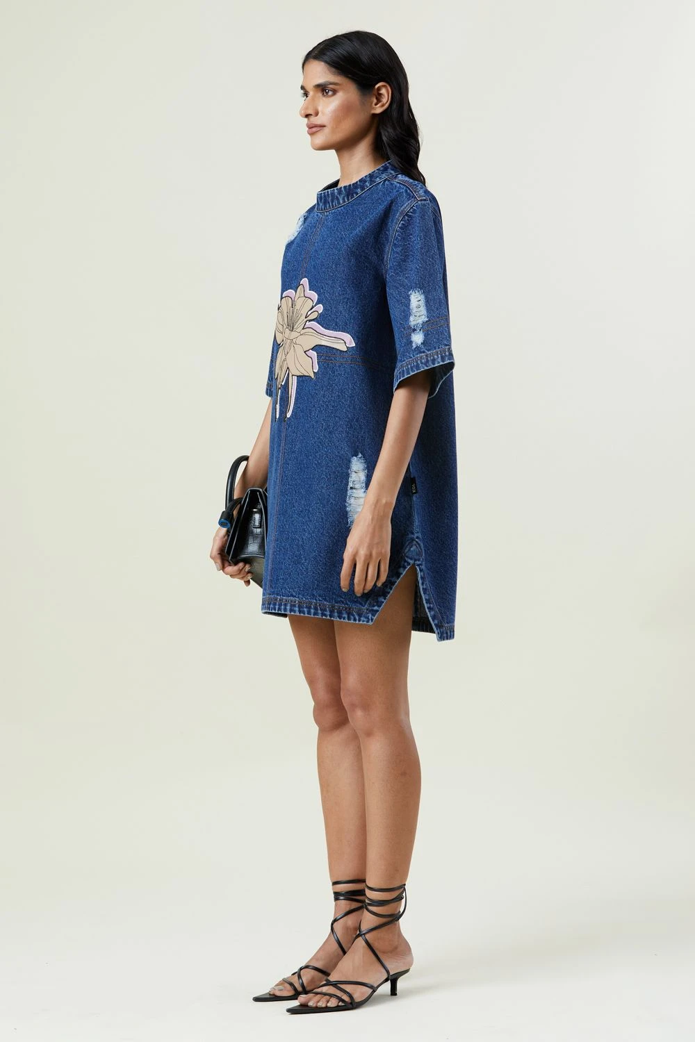 Kanika Goyal Label Dark Blue Applique Denim Dress 3 Kanika Goyal Label Dark Blue Applique Denim Dress - Image 3