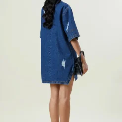 Kanika Goyal Label Dark Blue Applique Denim Dress 7 Kanika Goyal Label Dark Blue Applique Denim Dress -Cheap Drapvera Store 281123kgl1 4