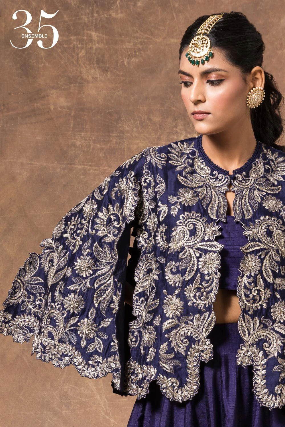 Jayanti Reddy Purple Lehenga Set With Embroidered Cape 4 Jayanti Reddy Purple Lehenga Set With Embroidered Cape - Image 4