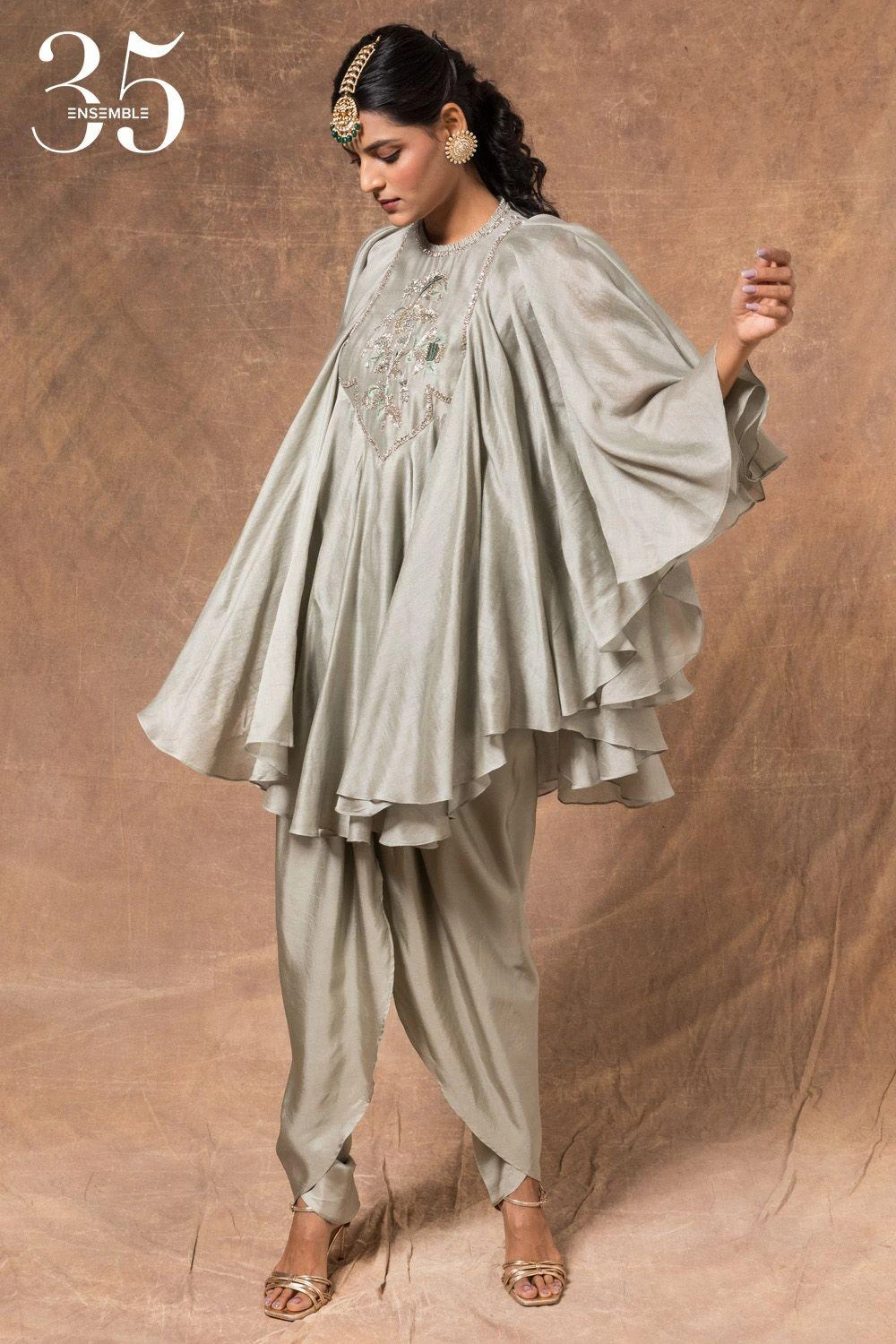 Jayanti Reddy Mint Green Satin Silk Dhoti 1 Jayanti Reddy Mint Green Satin Silk Dhoti