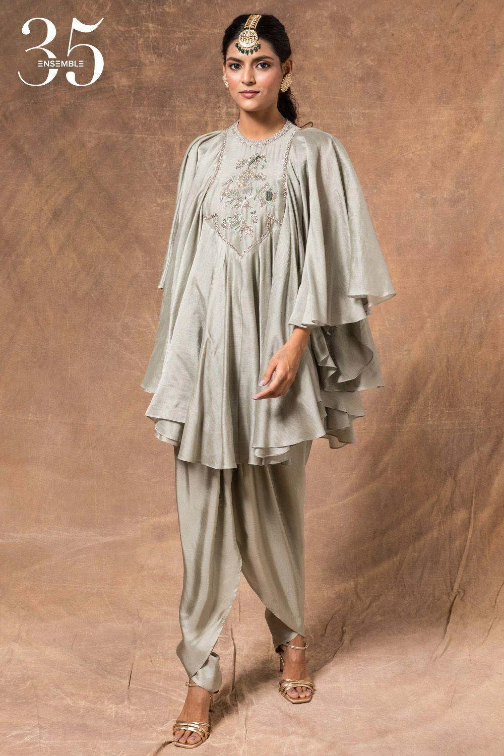 Jayanti Reddy Mint Green Satin Silk Dhoti 2 Jayanti Reddy Mint Green Satin Silk Dhoti - Image 2