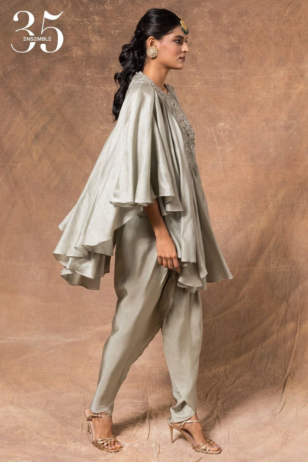 Jayanti Reddy Mint Green Satin Silk Dhoti 3 Jayanti Reddy Mint Green Satin Silk Dhoti - Image 3