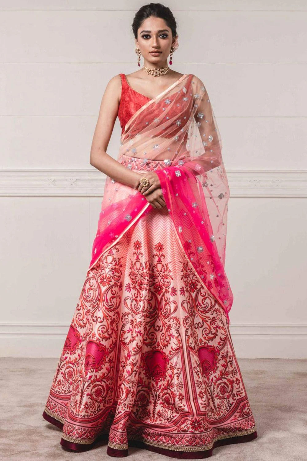 Tarun Tahiliani Bright Pink Printed Lehenga Set 1 Tarun Tahiliani Bright Pink Printed Lehenga Set