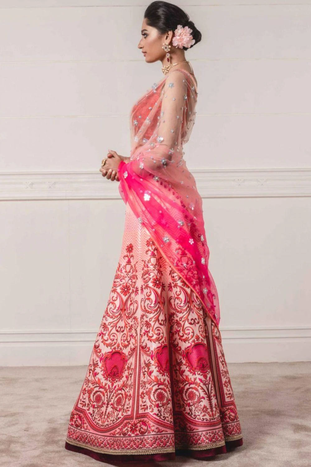 Tarun Tahiliani Bright Pink Printed Lehenga Set 2 Tarun Tahiliani Bright Pink Printed Lehenga Set - Image 2