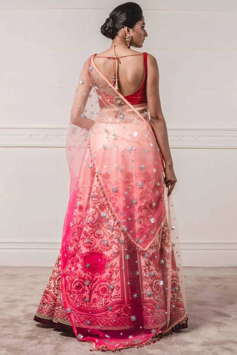 Tarun Tahiliani Bright Pink Printed Lehenga Set 3 Tarun Tahiliani Bright Pink Printed Lehenga Set - Image 3