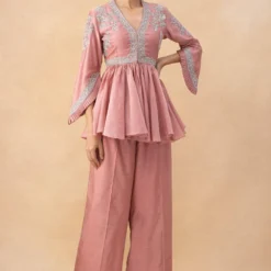 Jayanti Reddy Peach Zardosi Embellished Top