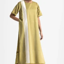 Three Moss Green Double Layered Dress