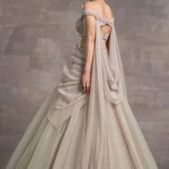 Tarun Tahiliani Grey Draped Lehenga Set -Cheap Drapvera Store 28ttphase11 3
