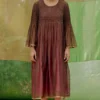 SWGT Brown Silk Chanderi Bead Dress