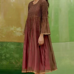 SWGT Brown Silk Chanderi Bead Dress 7 SWGT Brown Silk Chanderi Bead Dress -Cheap Drapvera Store 2909sw01 3