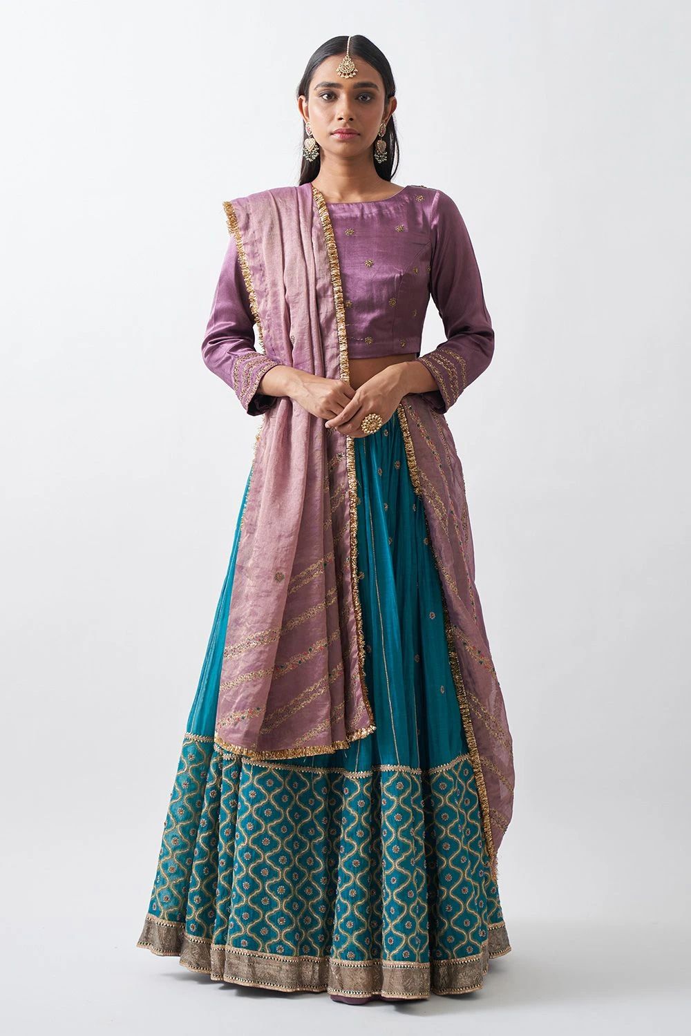 Rhua Turquoise Embroidered Lehenga Set 1 Rhua Turquoise Embroidered Lehenga Set