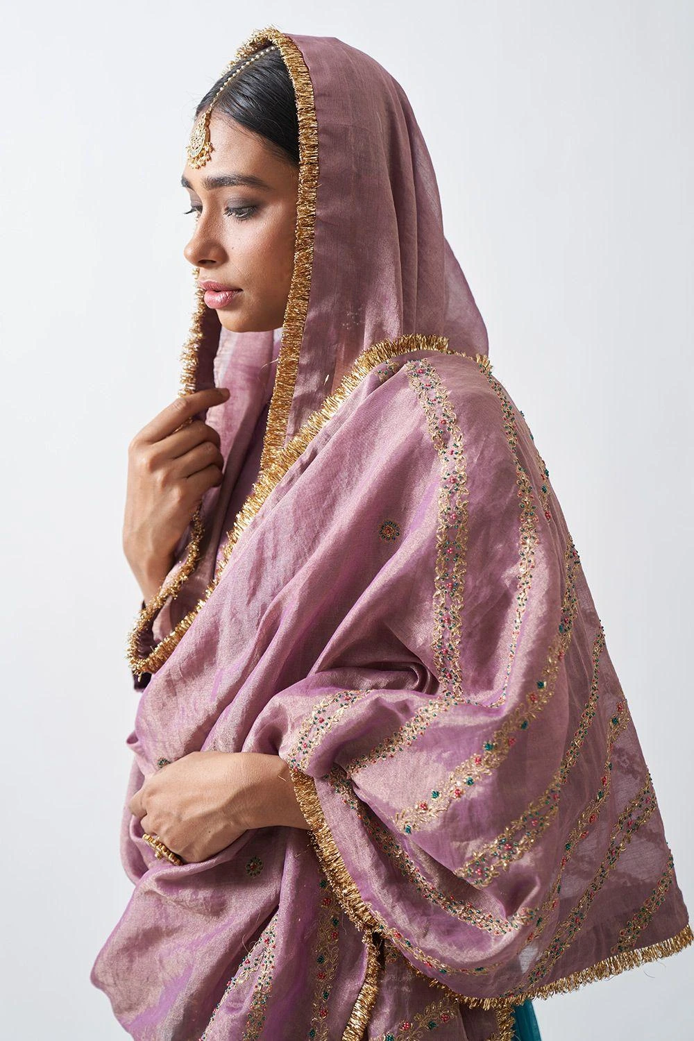 Rhua Turquoise Embroidered Lehenga Set 3 Rhua Turquoise Embroidered Lehenga Set - Image 3