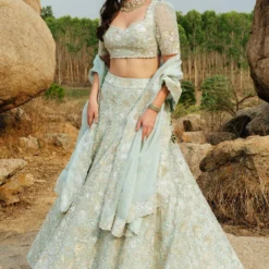 Mishru Mint Green Floral Embroidered Lehenga -Cheap Drapvera Store 297misro22 4 1