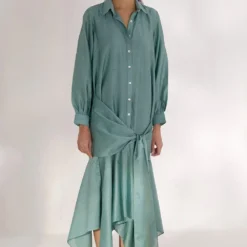 Twinkle Hanspal Handloom Chanderi Layered Dress With Tie-up