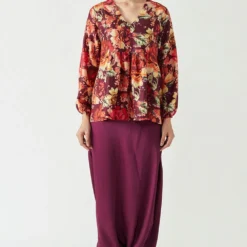 Payal Pratap Wine Drape Pants In Satin