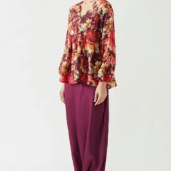 Payal Pratap Wine Drape Pants In Satin -Cheap Drapvera Store 2vr 70a 3