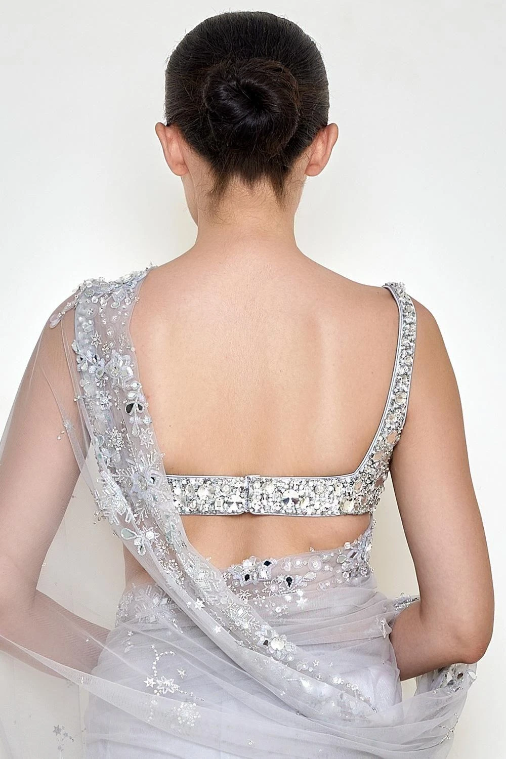 Dilnaz Ice Grey Diamante Blouse 3 Dilnaz Ice Grey Diamante Blouse - Image 3