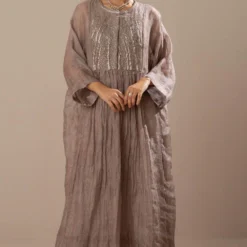 Sunira Designs Grey Handwoven Linen Ijar Pants