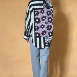 Dhruv Kapoor Blue Patchwork Asymmetric Shirt -Cheap Drapvera Store 3111dk10 5