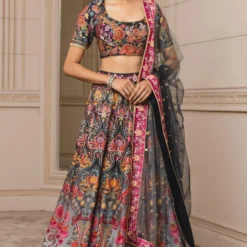 Tarun Tahiliani Floral Printed Lehenga Set With A Shaded Dupatta