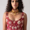 Aseem Kapoor Red Floral Embroidered Blouse