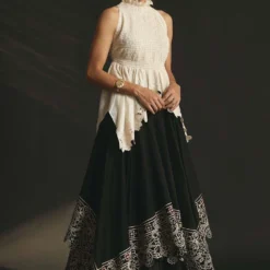 Chandrima Asymmetric Cutwork Layered Lehenga -Cheap Drapvera Store 319636 3