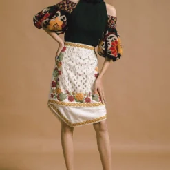 Chandrima Embroidered Asymmetric Skirt