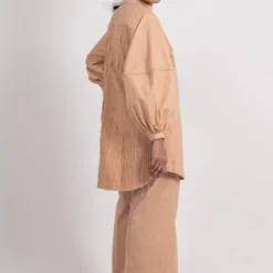 Ahmev Textured Long Shirt With Balloon Sleeves -Cheap Drapvera Store 328300 3