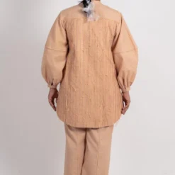 Ahmev Textured Long Shirt With Balloon Sleeves -Cheap Drapvera Store 328300 4
