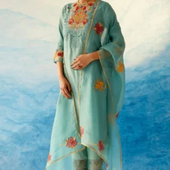 Chandrima Aqua Beadwork Kurta