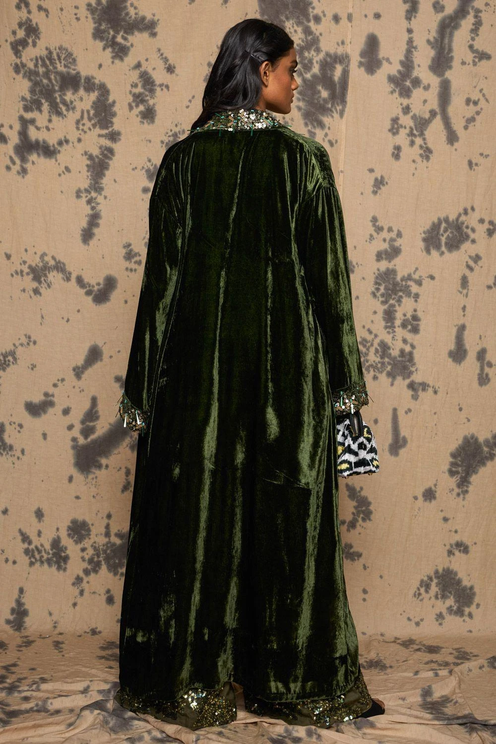 Rara Avis Olive Sequinned Flared Pants 3 Rara Avis Olive Sequinned Flared Pants - Image 3