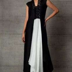 Amit Aggarwal Black & White Metallic Dress