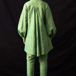 Amrich Nura Fresh Green Hand-Woven Metallic Stripe Shirt -Cheap Drapvera Store 41123am38 5