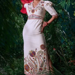 Chandrima Ivory Threadwork And Beadwork Dress