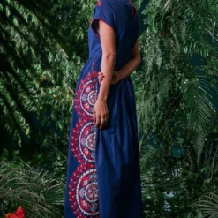 Chandrima Indigo Contrast Cordwork Dress -Cheap Drapvera Store 41123cm12 4