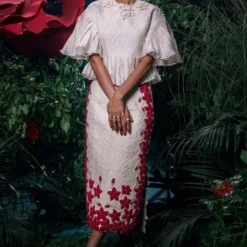 Chandrima Ivory Plumeria Skirt